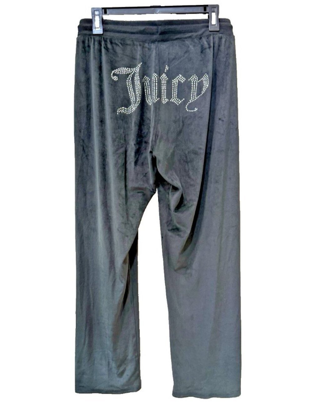 Juicy Couture Women Lounge Pants Black Velour S Drawstring Rhinestone Bling Y2K